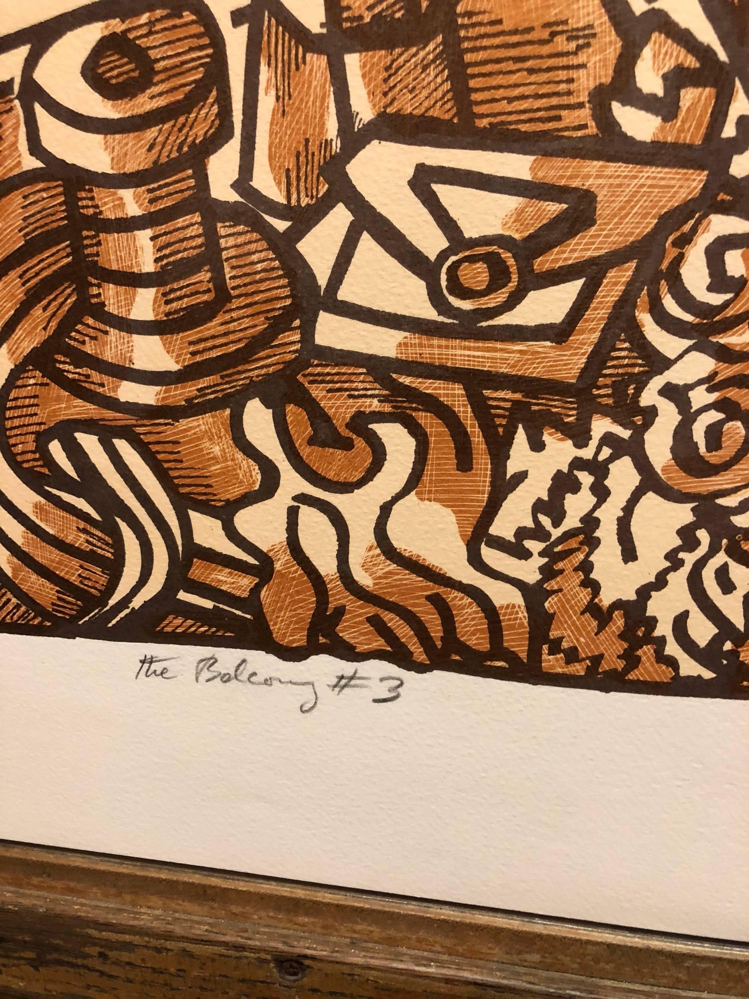 Large Venezuelan Modernist Lithograph "The Balcony #3" Color Print