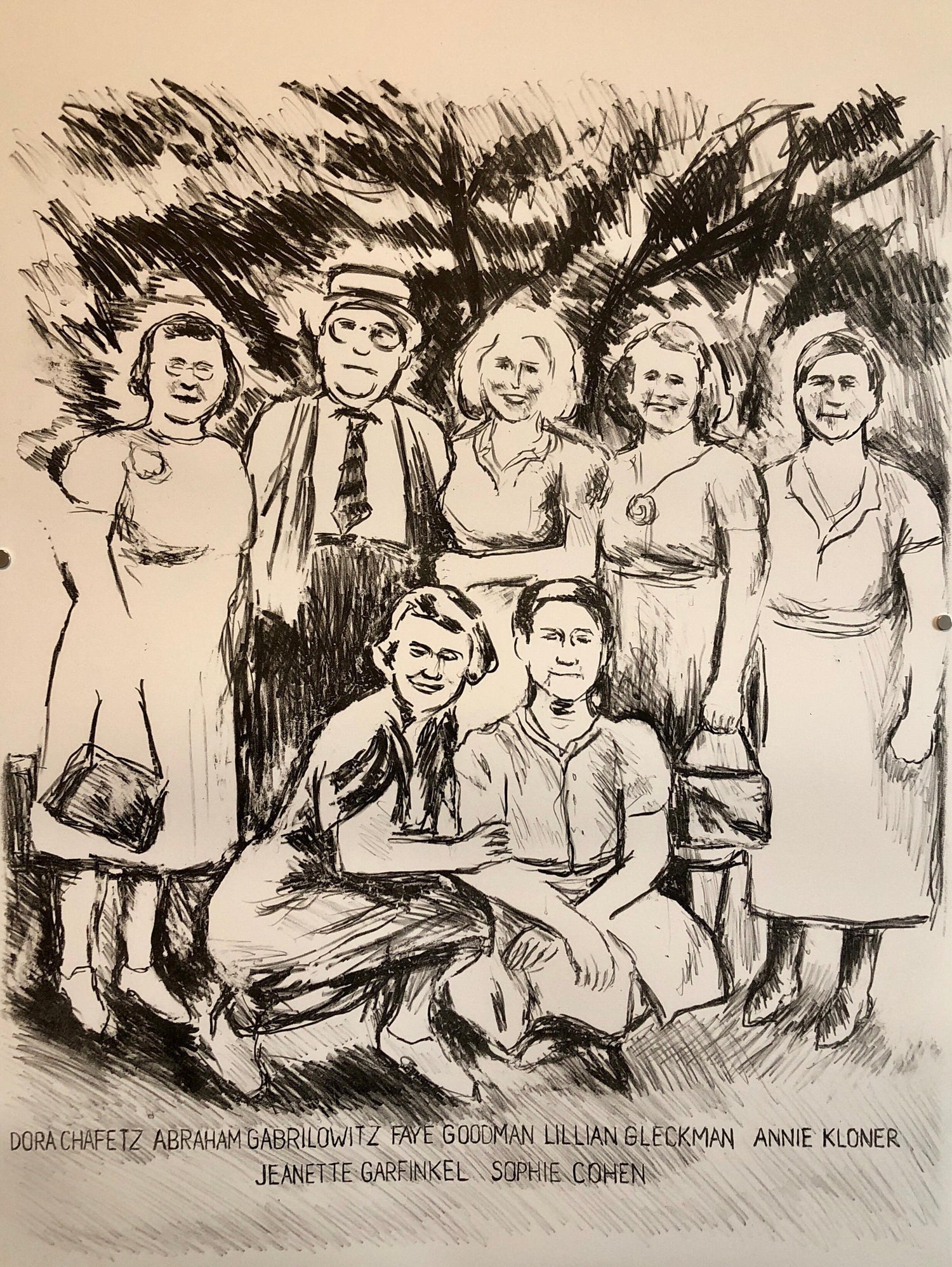 Columbus Ohio State Judaica Lithograph Jewish Americana Family Reunion Portrait