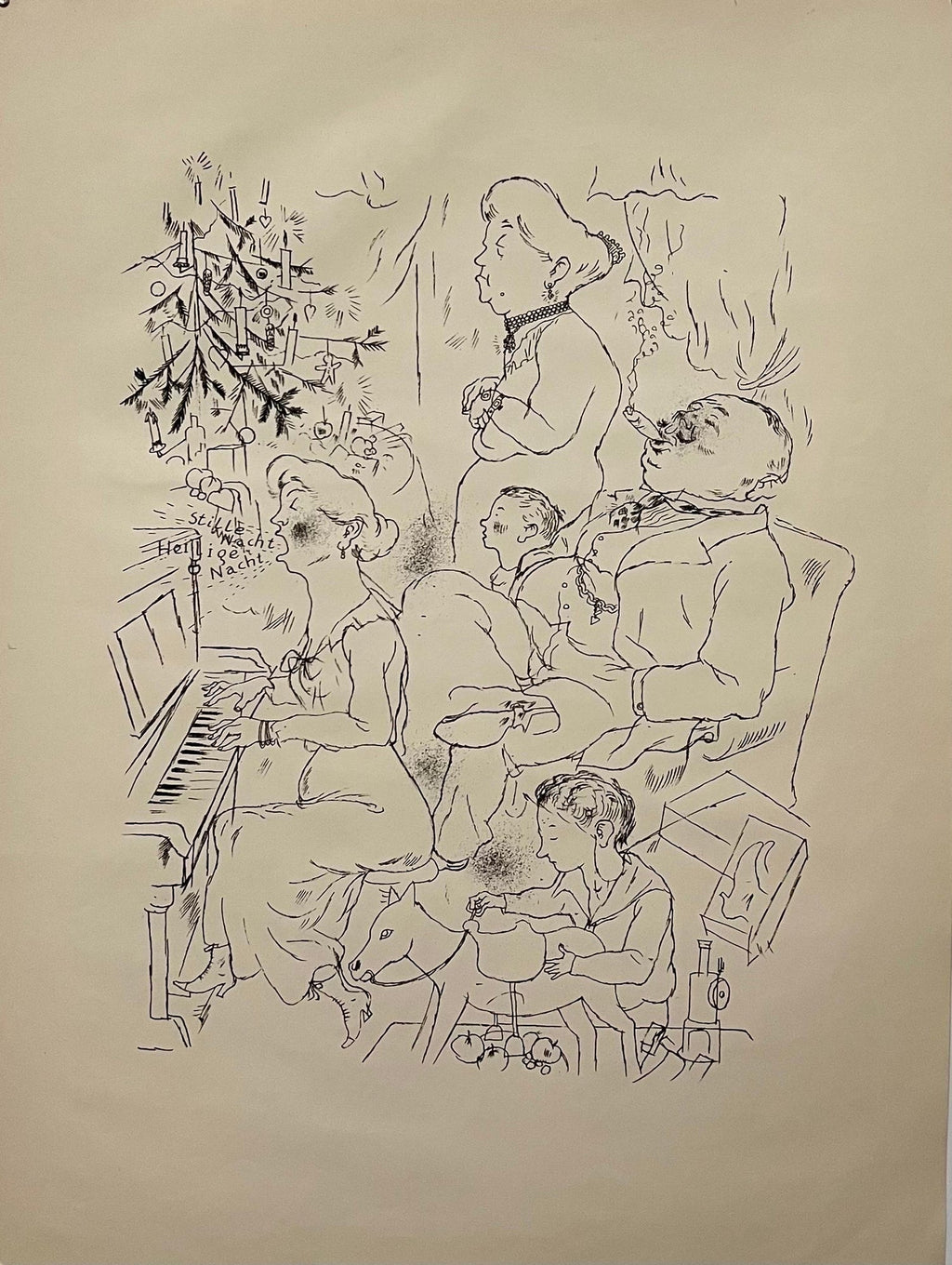 Large George Grosz 1923 Lithograph Die Rauber German Expressionism WPA Realism