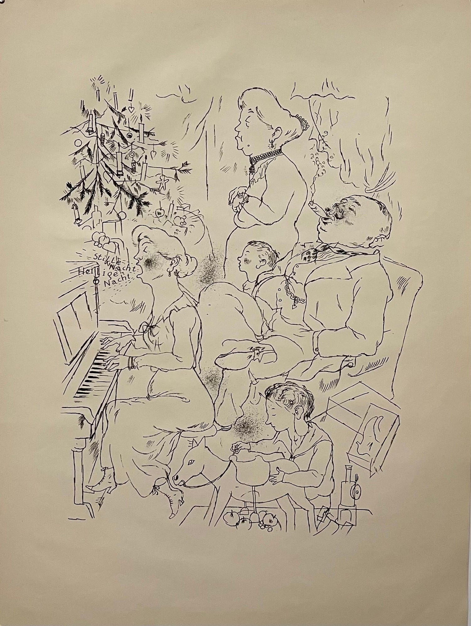 Large George Grosz 1923 Lithograph Die Rauber German Expressionism WPA Realism