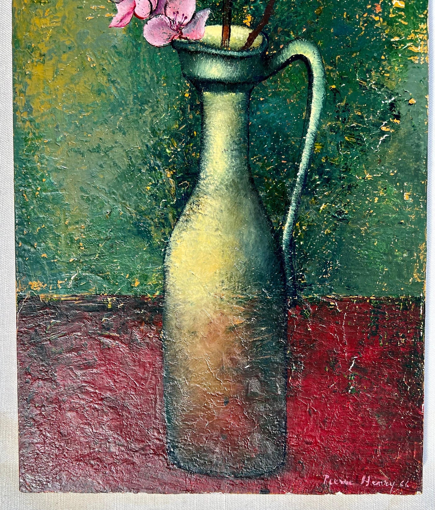 French Surrealism Oil Painting Pierre Henry Surrealist Color Flowers in Vase