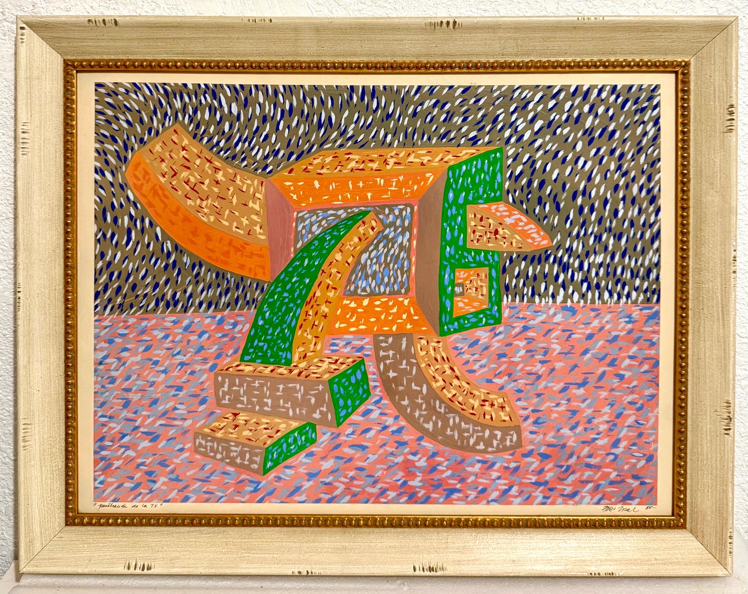 1985 Graffiti Artist TV Painting Bold Colorful New Wave NYC Panama Tabo Toral