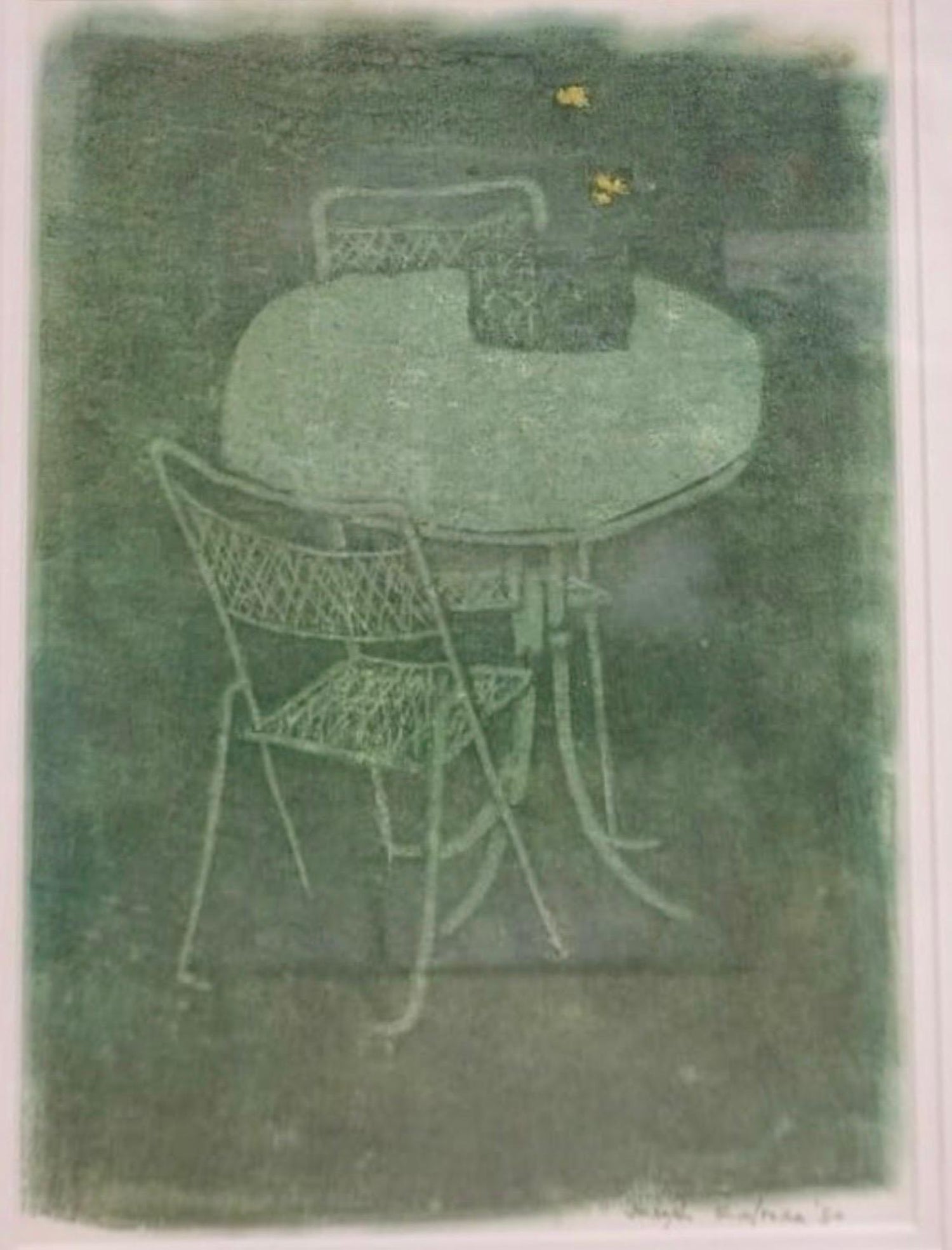 Monotype Print Painting Garden Scene Table Chair Joseph Solman American Art WPA