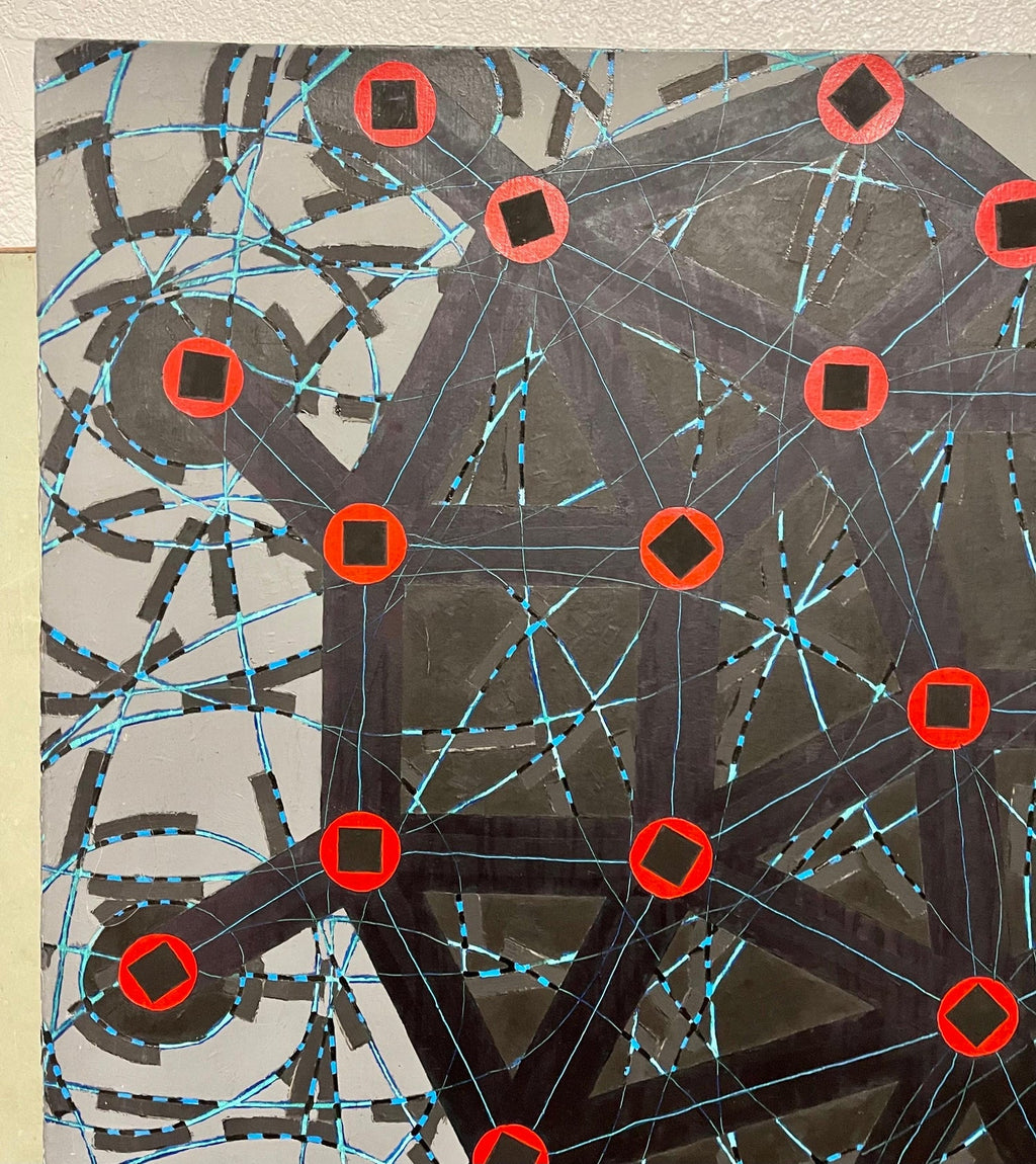 Stop Flats Night Stops Abstract Geometric Modernist Oil Painting W.C. Richardson