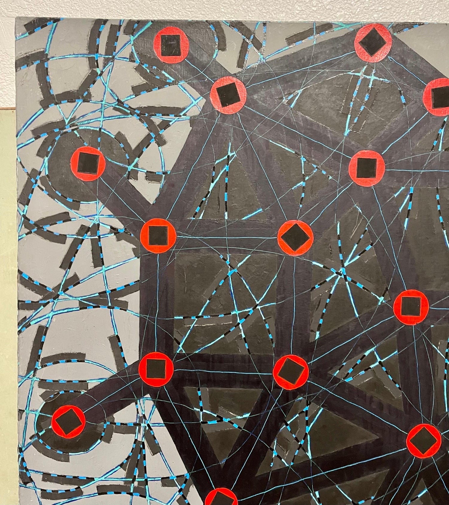 Stop Flats Night Stops Abstract Geometric Modernist Oil Painting W.C. Richardson