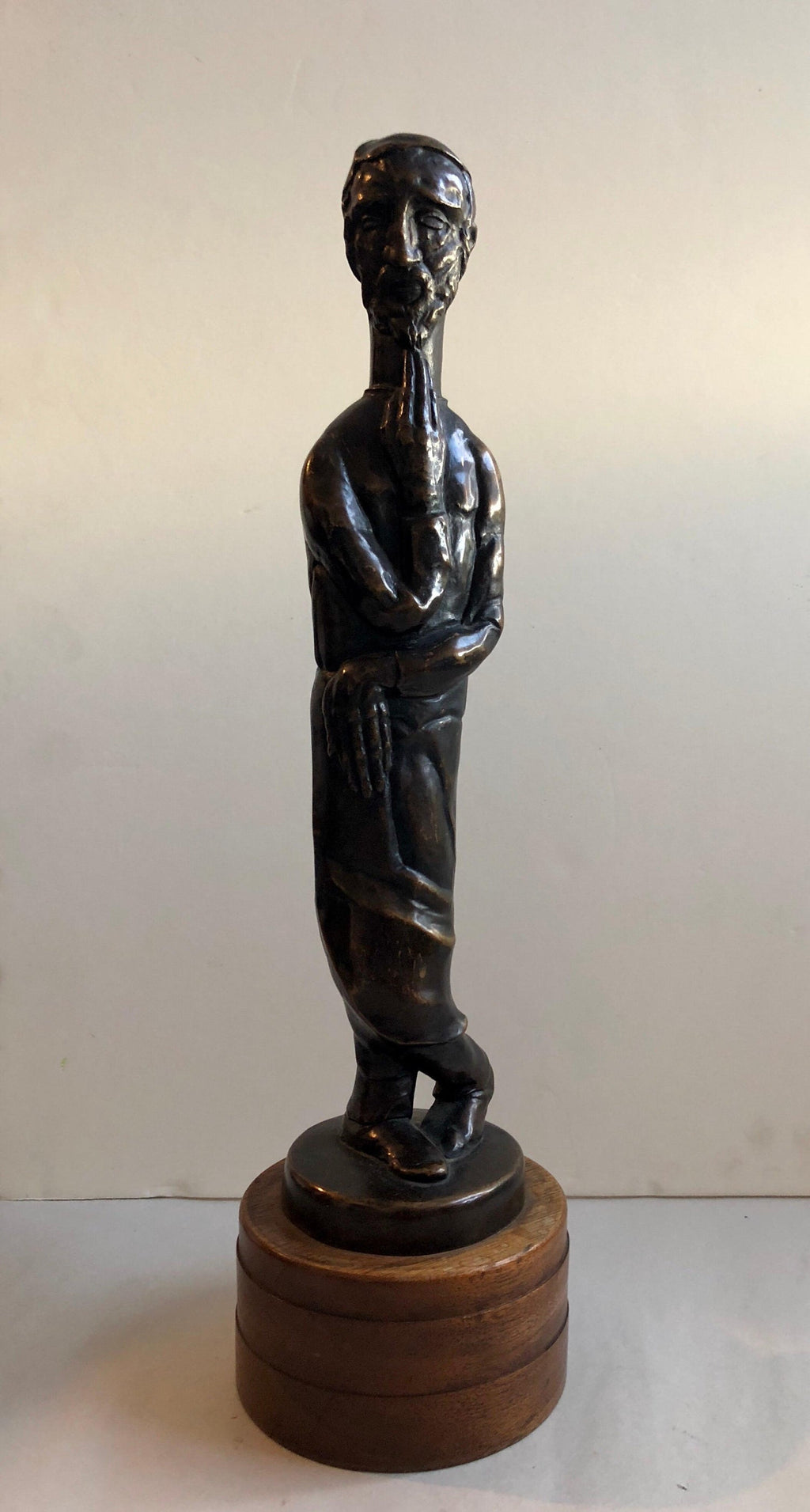 Art Deco Expressionist Bronze Judaica Rabbi Sculpture Los Angeles Modernist