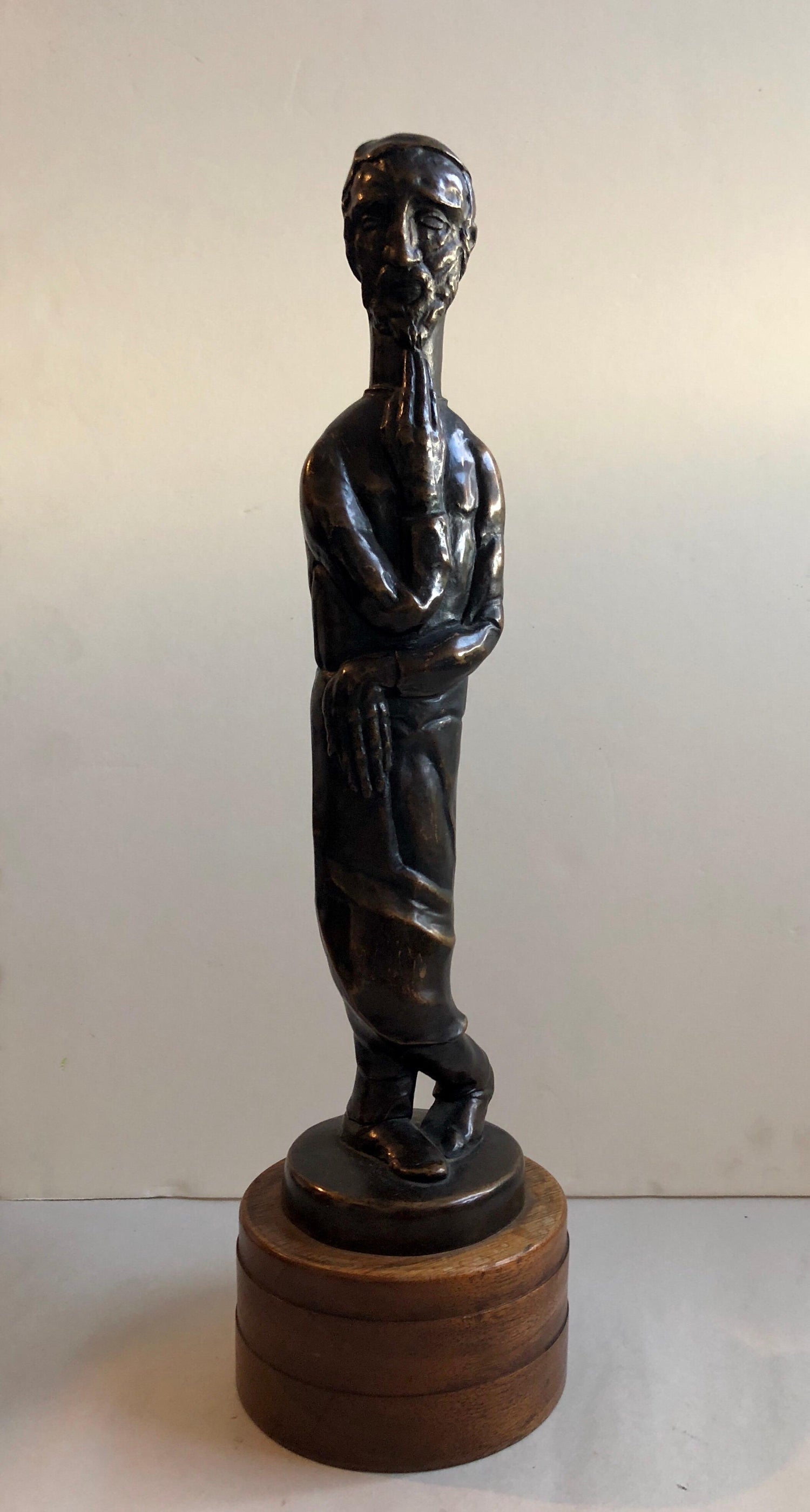 Art Deco Expressionist Bronze Judaica Rabbi Sculpture Los Angeles Modernist