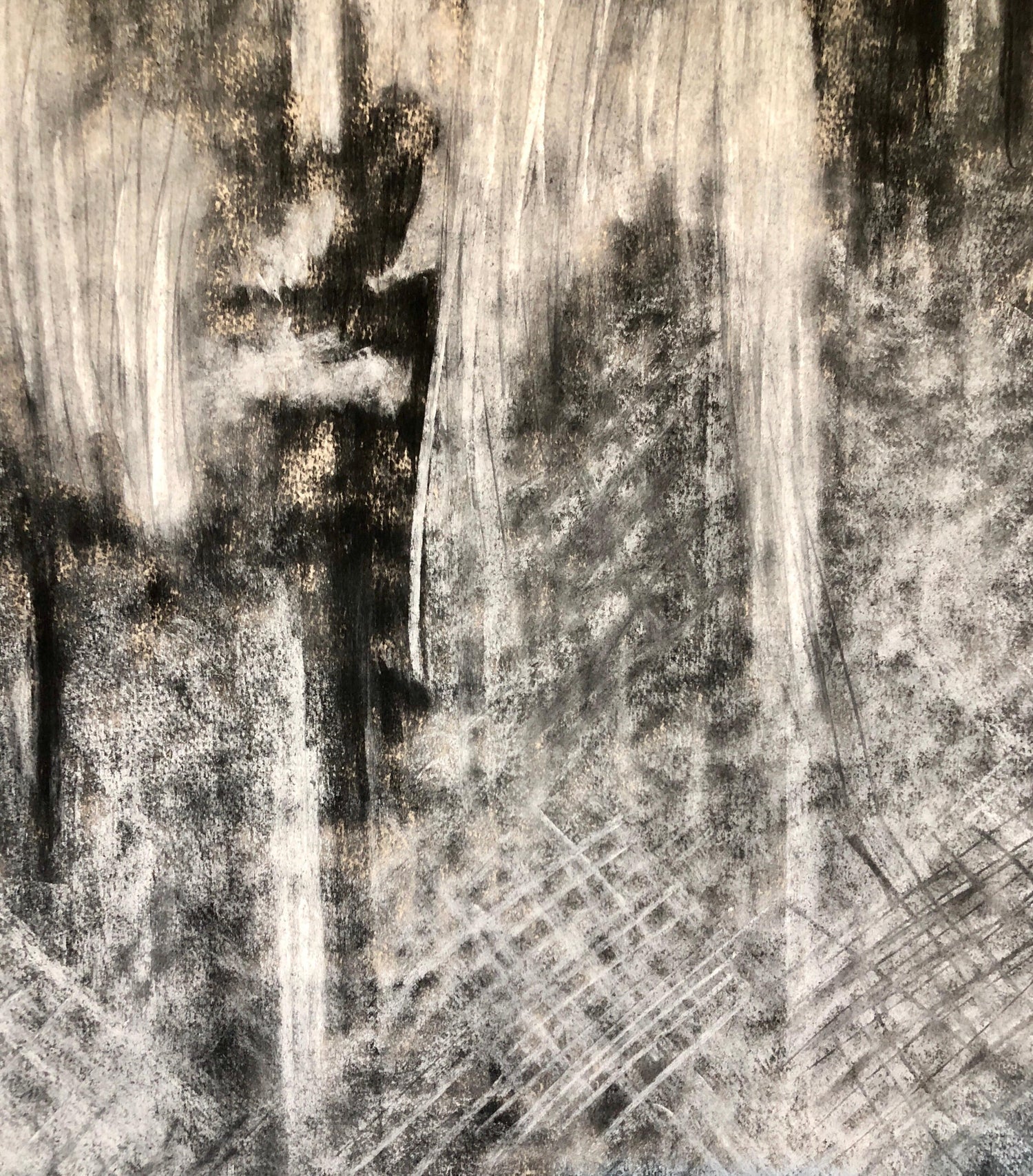 Abstract Gestural Drawing Chalk and Charcoal Drawing, Light Sculpture Artist