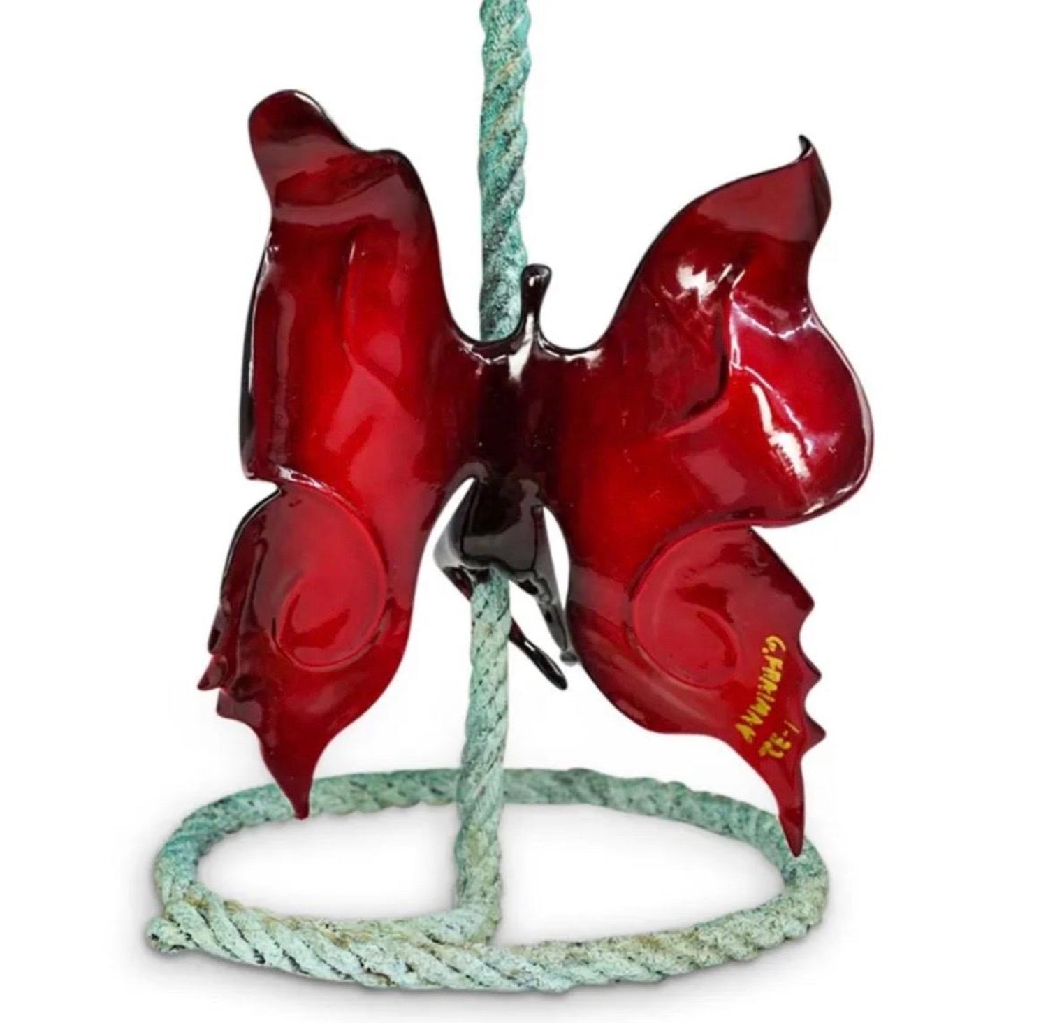 Large Abstract Angels Butterflies Israeli Contemporary Bronze Enameled Sculpture