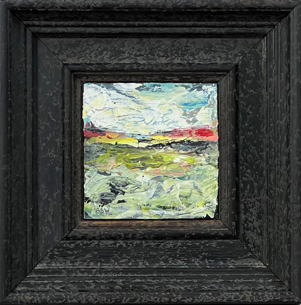 Modernist Impasto Painting Mountain with Ocean Landscape J. James Akston