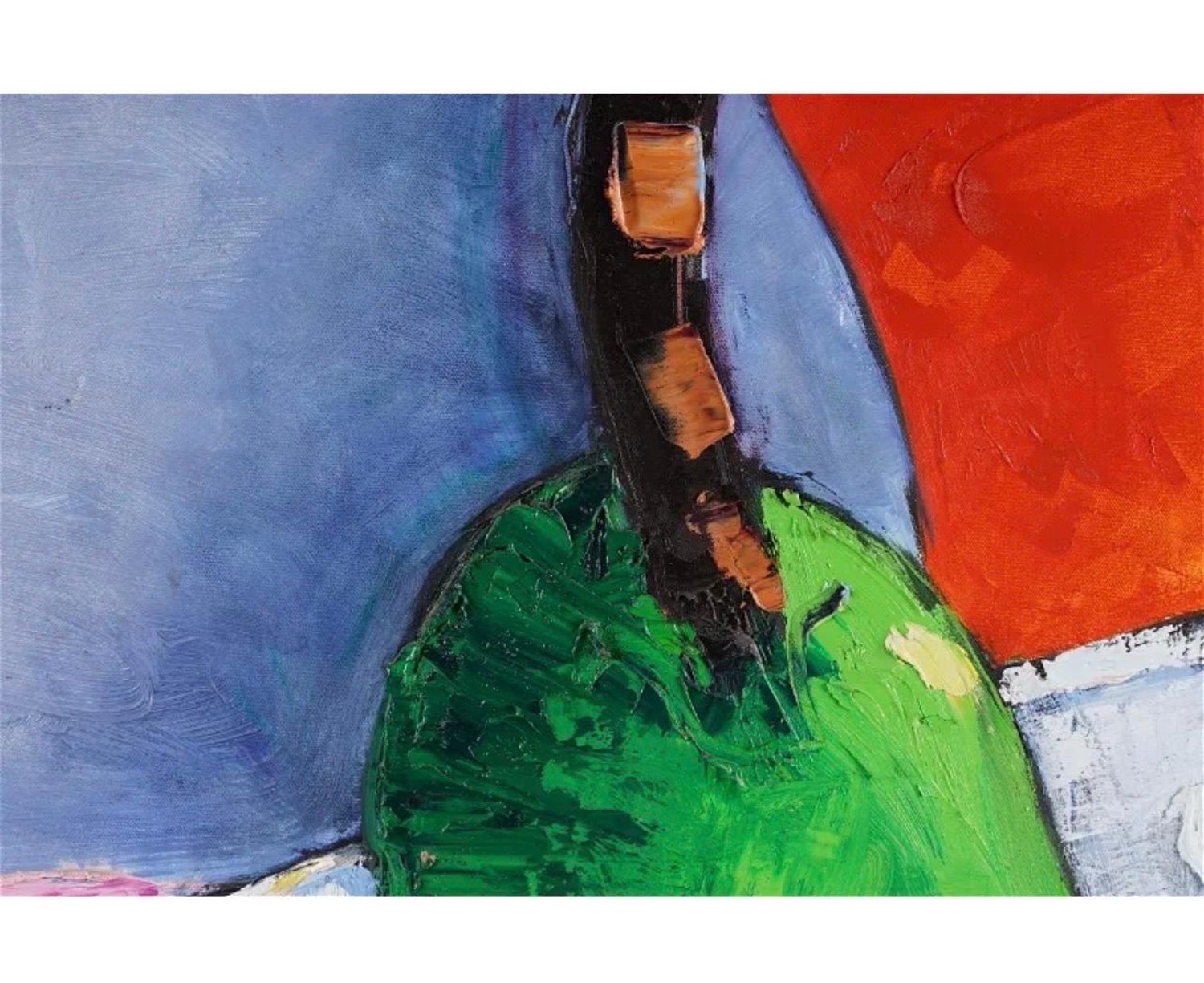 Large Pop Art Oil Painting "Pear" Modernist Colorful Composition Suzanne Mears