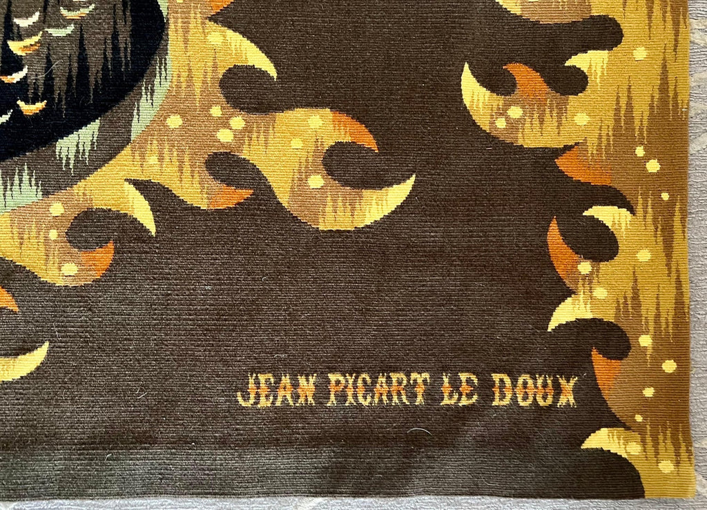Art Deco French Modernist Handmade Aubusson Gobelin Tapestry Jean Picart Le Doux