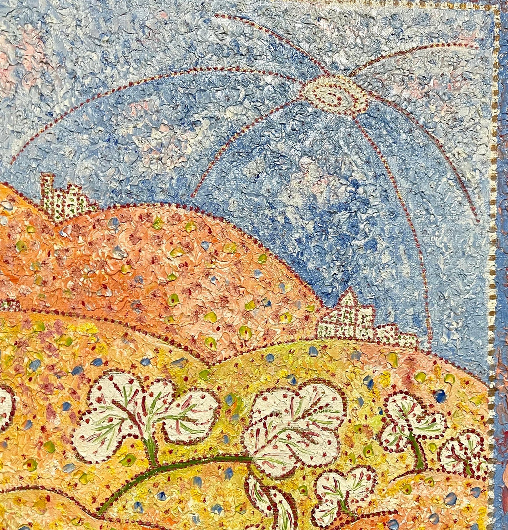Whimsical French Folk Art, Naive, Oil Painting  Madeline Marie Christine Clavier