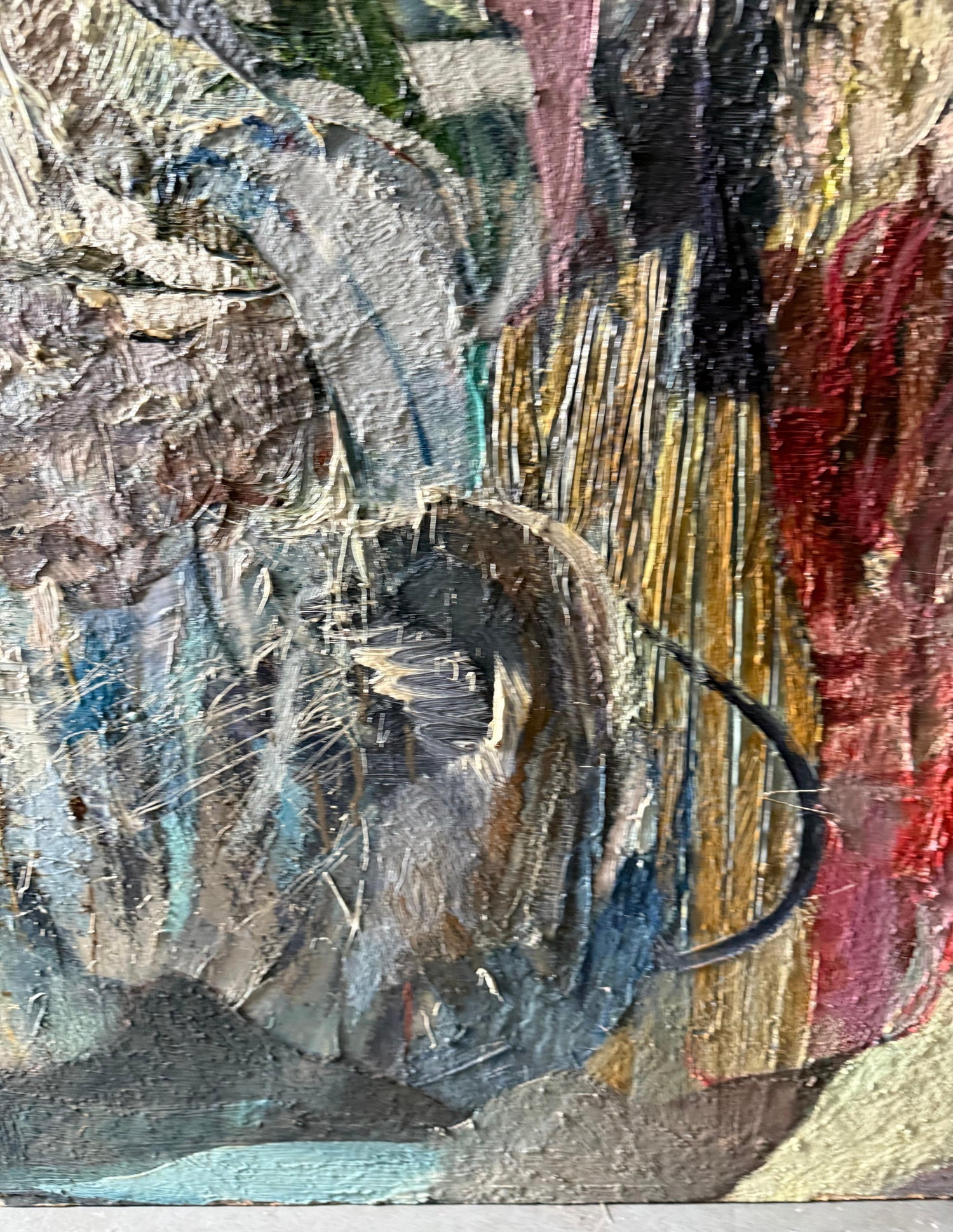 Large Figural Abstract Oil Painting Collage LA California Artist Peter Liashkov