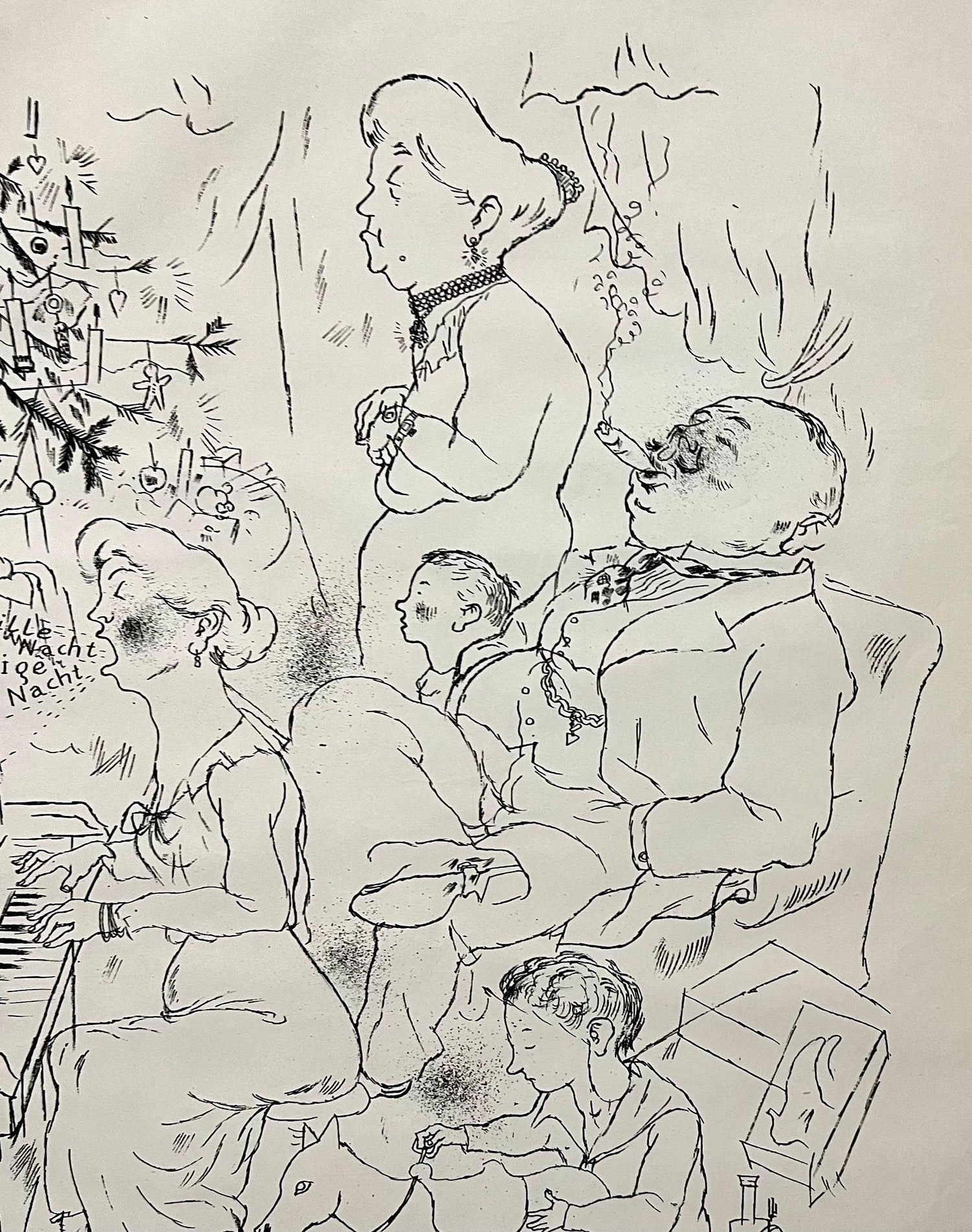 Large George Grosz 1923 Lithograph Die Rauber German Expressionism WPA Realism