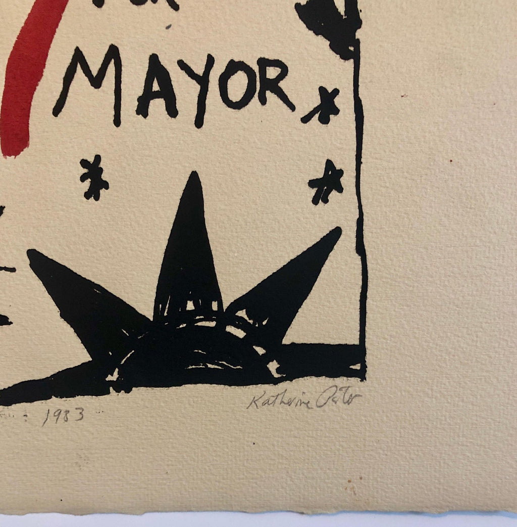 Abstract Expressionist Watercolor Painting Woodblock Political Poster Mel King