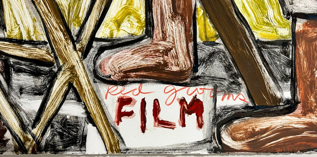 Huge Red Grooms Monotype Oil Painting LA Hollywood Circus Film Cartoon Pop Art