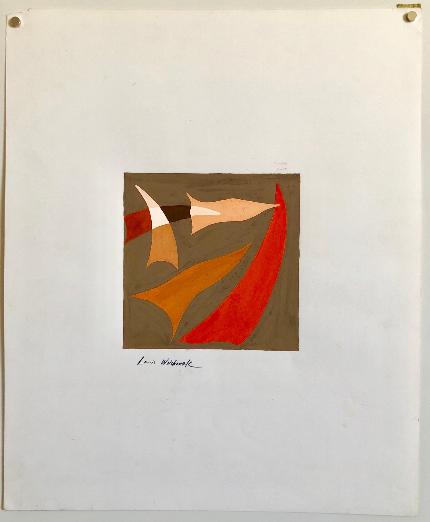 Abstract Expressionist Color Gouache Painting Mid Century Mod WPA Jewish Artist