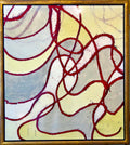 Large Abstract Mixed Media Lacquer Painting Stealthy Glow Scientific Abstraction
