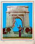 Malcolm Morley 1969 Vintage British Pop Art Screenprint Lithograph Marine w Flag