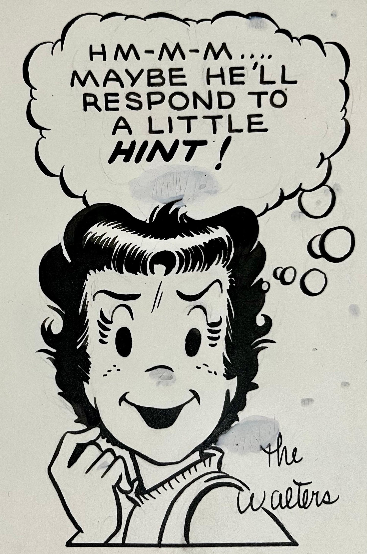 Rare 1950s Original Syndicated Ink Drawing Cartoon Strip Susie Q Smith Comic Art