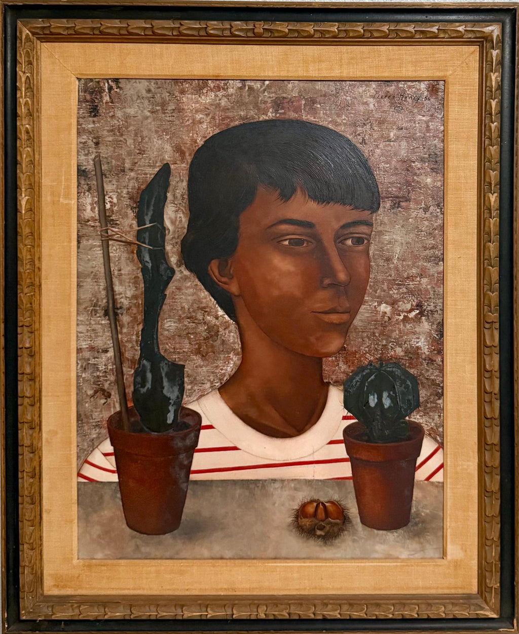 Modernist Surrealist French Expressionist Oil Painting Moody Boy Pierre Henry