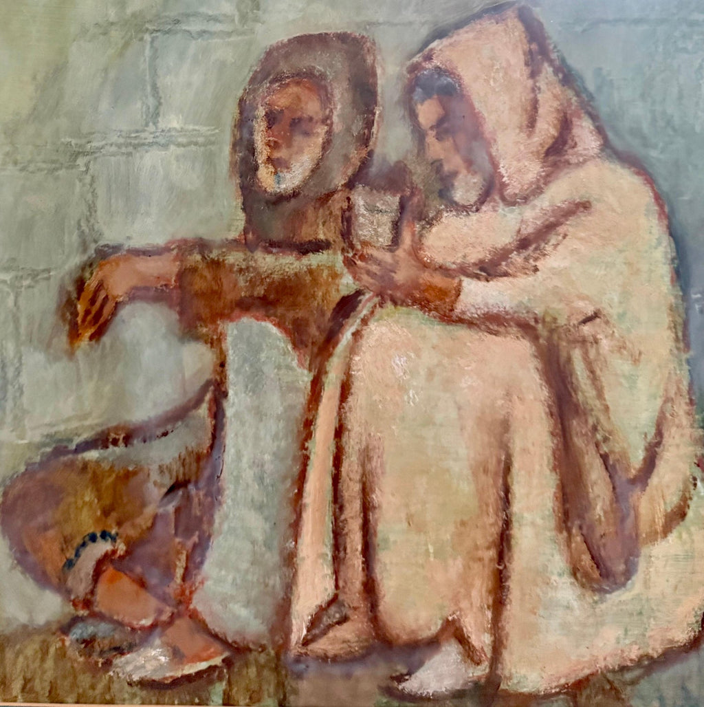 Middle Eastern Men Oil Painting Austrian Israeli Modernist Tel Aviv Museum