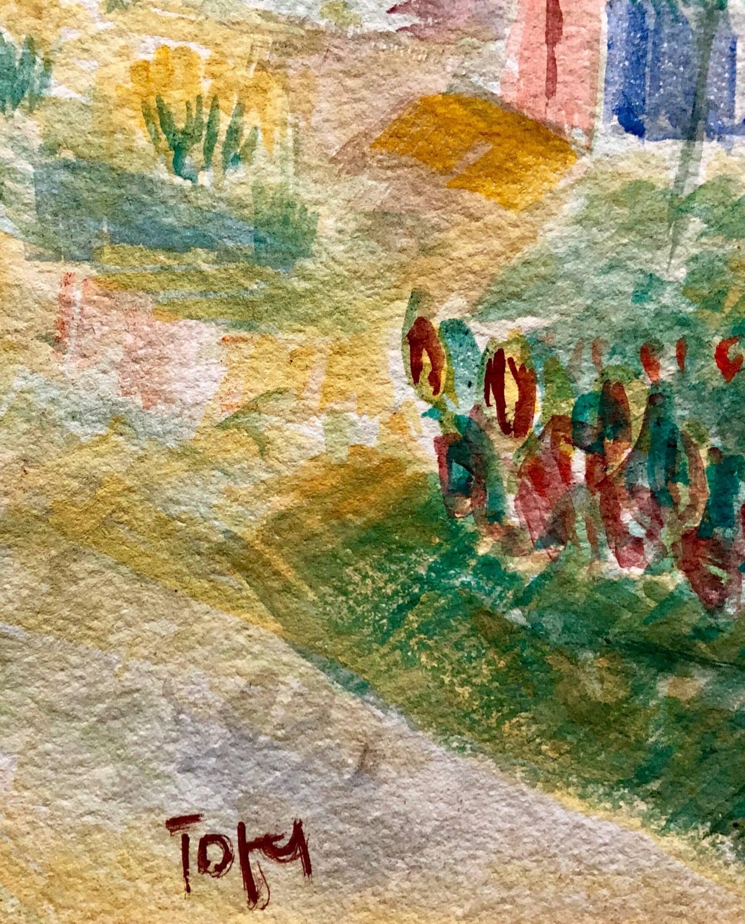 Expressionist Watercolor Landscape Painting Jewish Modernist