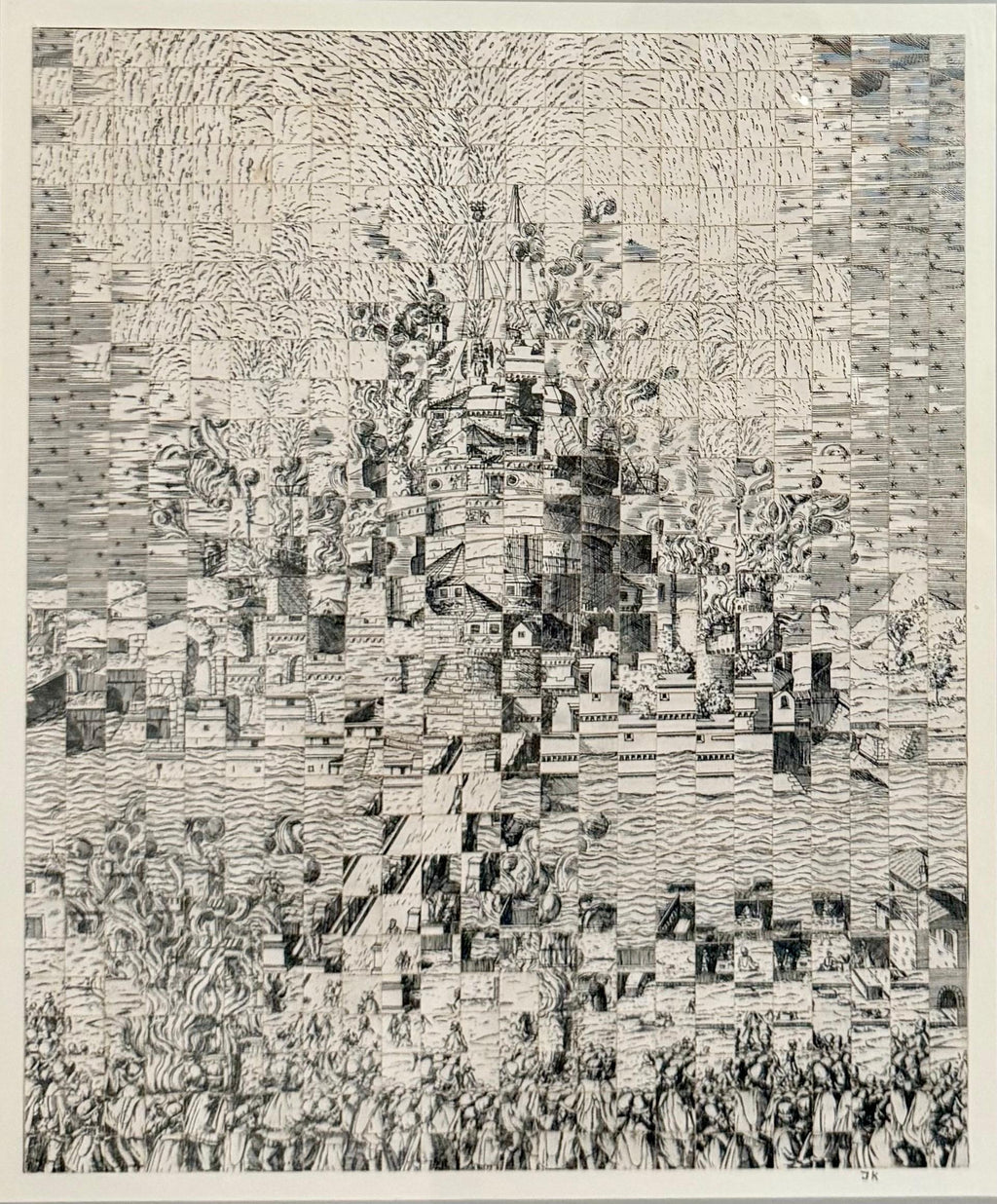 Original Guggenheim Museum Exhibited Jiri Kolar Collage Tower of Babel