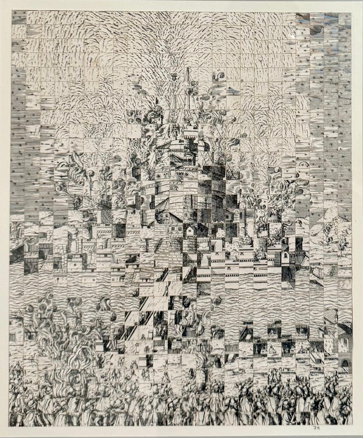 Original Guggenheim Museum Exhibited Jiri Kolar Collage Tower of Babel