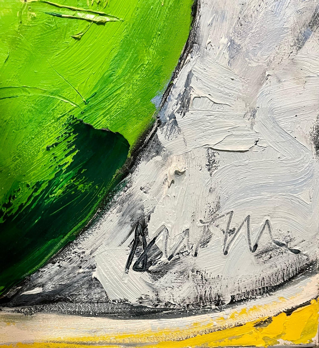 Large Pop Art Oil Painting "Pear" Modernist Colorful Composition Suzanne Mears