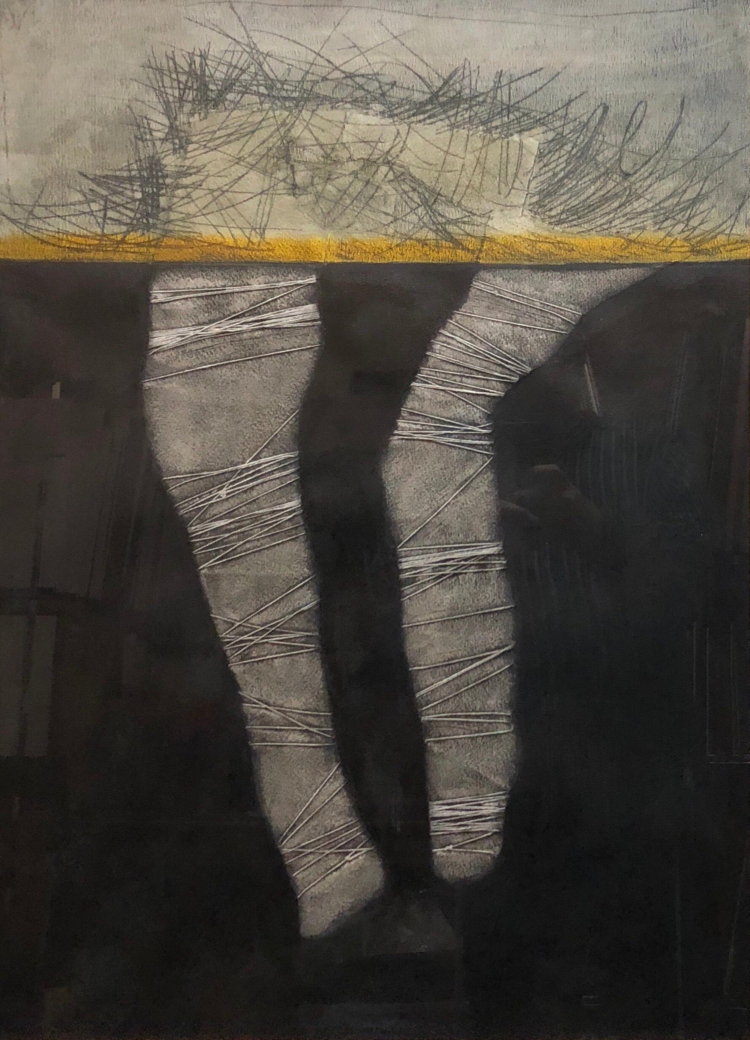 Cuban Art Abstract Oil Painting Latin American 1970's Abstraction String Series
