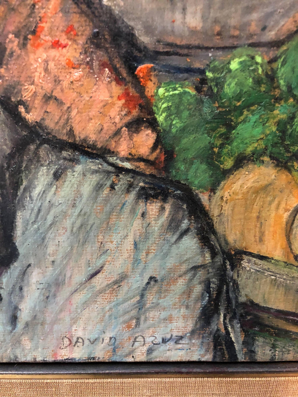 Shopping the Market Shuk Machane Yehuda Israeli Modernist Oil Pastel Painting