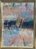 Large Modern Abstract Cast Stencil Painting Paul Maxwell Mod Constructivist Neon