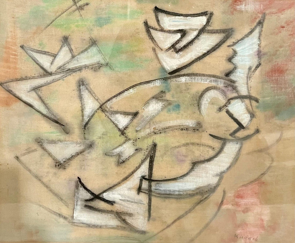 Ukrainian Expressionist Abstract Mixed Media Futurist Painting Ivan Kurach