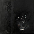 Minimalist  Black Oil Painting, Collage, Mixed Media on Canvas Kevin Larmon