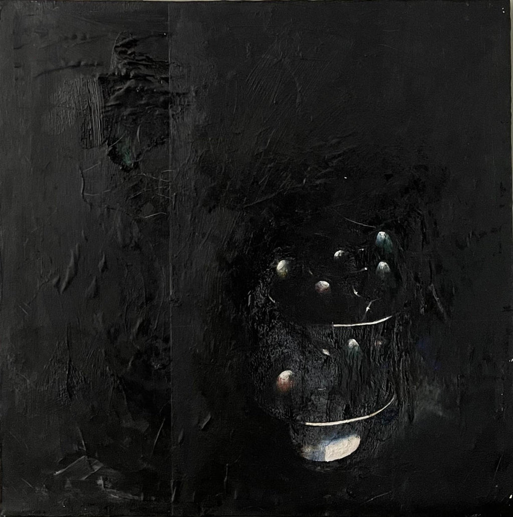 Minimalist  Black Oil Painting, Collage, Mixed Media on Canvas Kevin Larmon