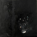 Minimalist  Black Oil Painting, Collage, Mixed Media on Canvas Kevin Larmon