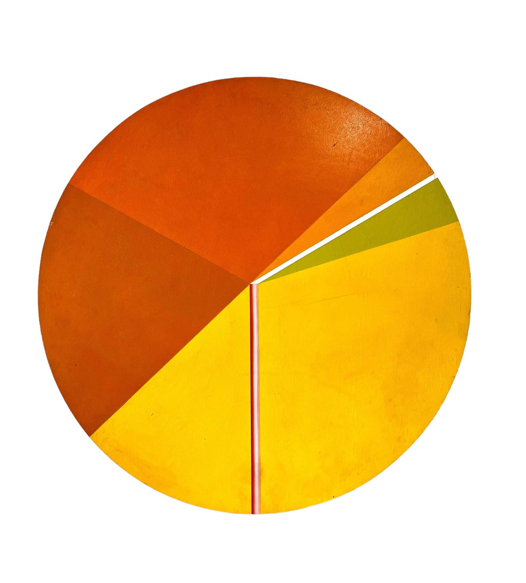 Israeli Round Tondo Hard Edged Geometric Abstract Color Painting Reuven Berman