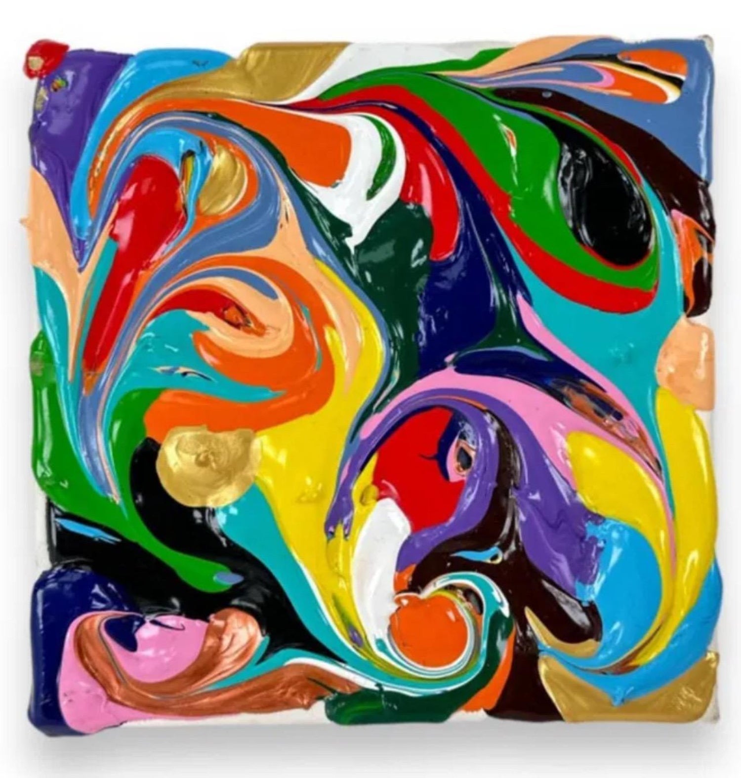Chilean Liquid Abstraction Color Swirl Acrylic Polymer Eduardo Guelfenbein