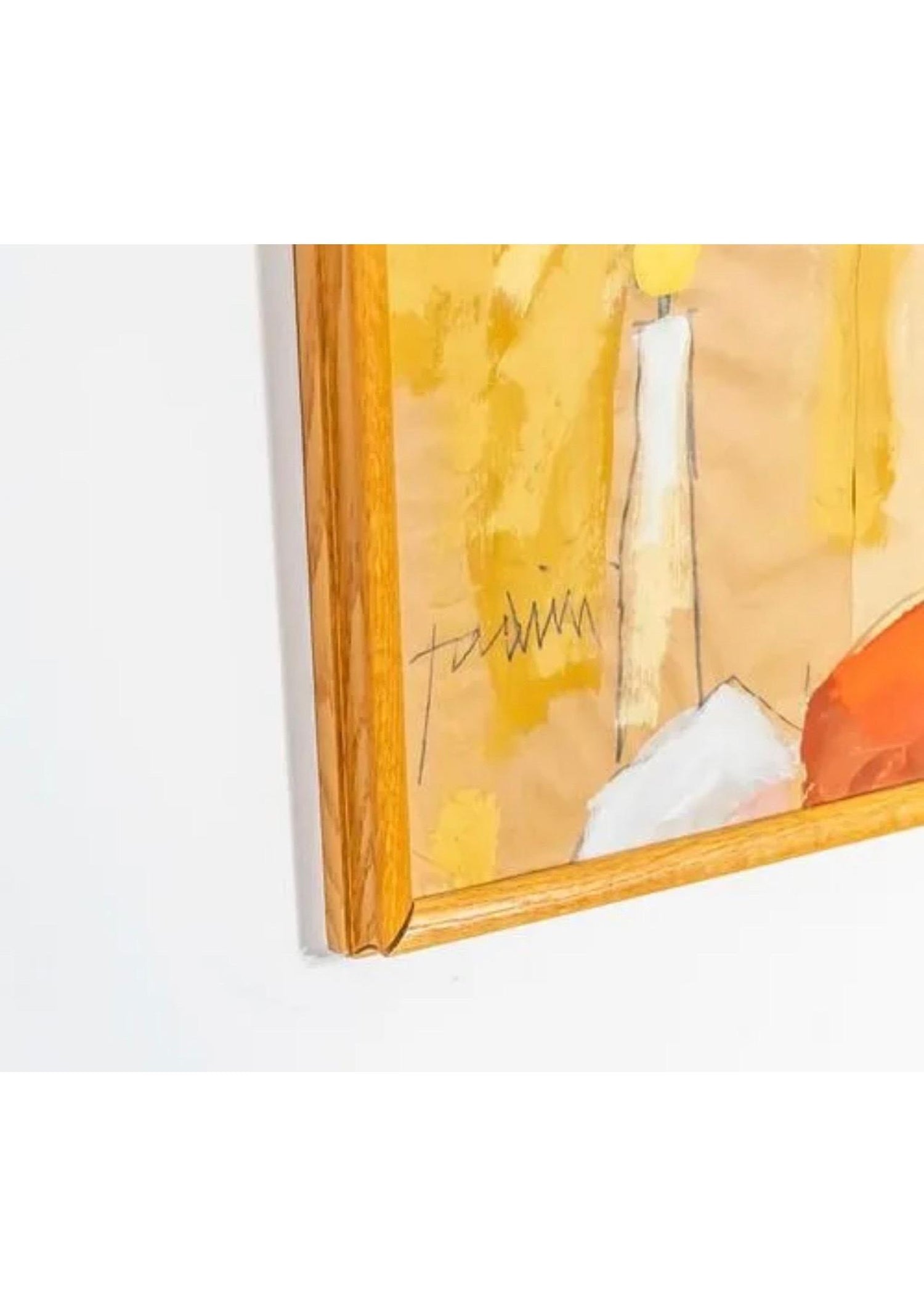 Italian Pop Art Mixed Media Surrealist Painting Collage Gouache Emilio Tadini