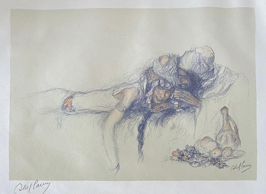Modernist "Jethro" Aquatint Etching Israeli Judaica Bezalel School Woman Artist