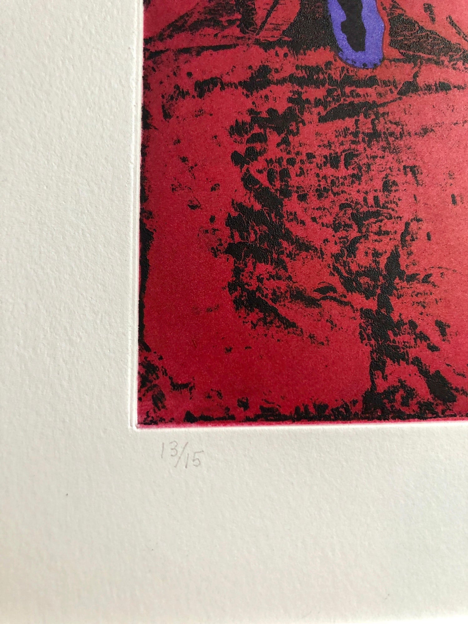 Untitled #11 Two Forms Red Ground Abstract Expressionist Aquatint Etching