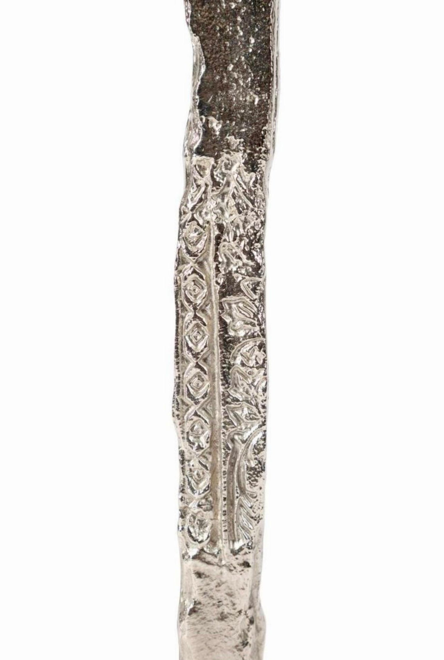 French Brutalist Silvered Cast Bronze Sculpture Lamp Pierre Casenove Fondica Art
