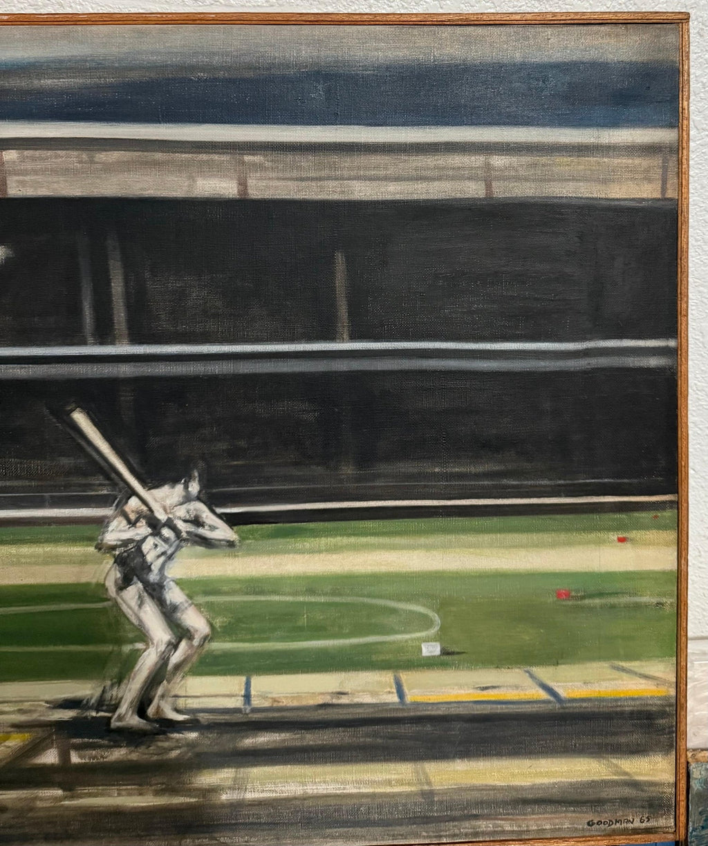 Large American Modernist Oil Painting Baseball Game the Tryout Sidney Goodman