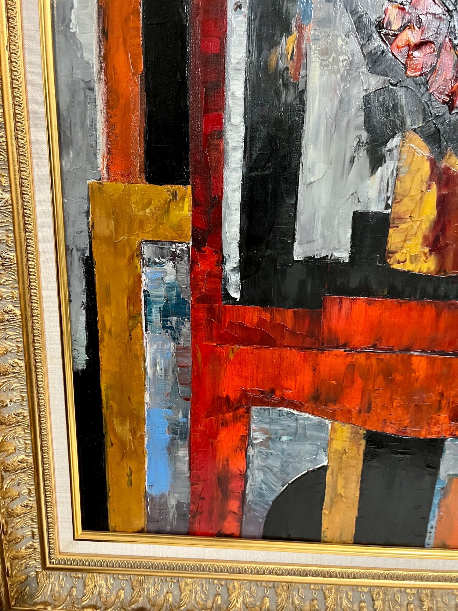 Large Modernist Colorful Atelier French Expressionist Oil Painting Tony Agostini
