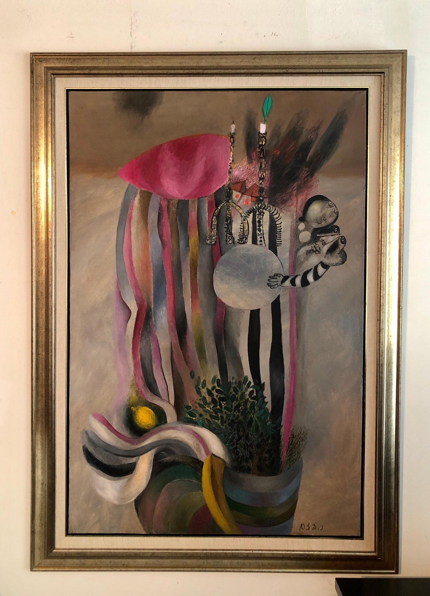 Israeli Surrealist Judaica Abstract Oil Painting Naftali Bezem Bezalel School