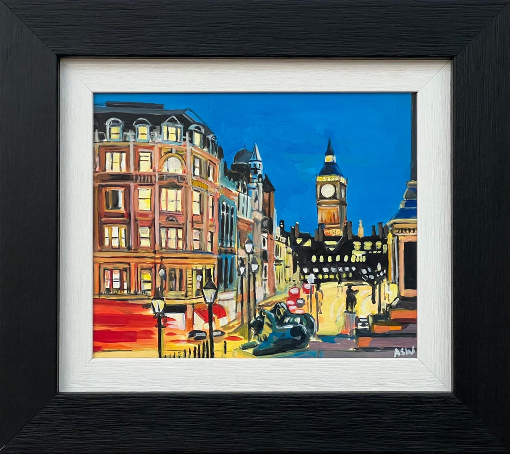Large London Big Ben Mod Mid Century Architectural Modernist Gold Leaf Painting