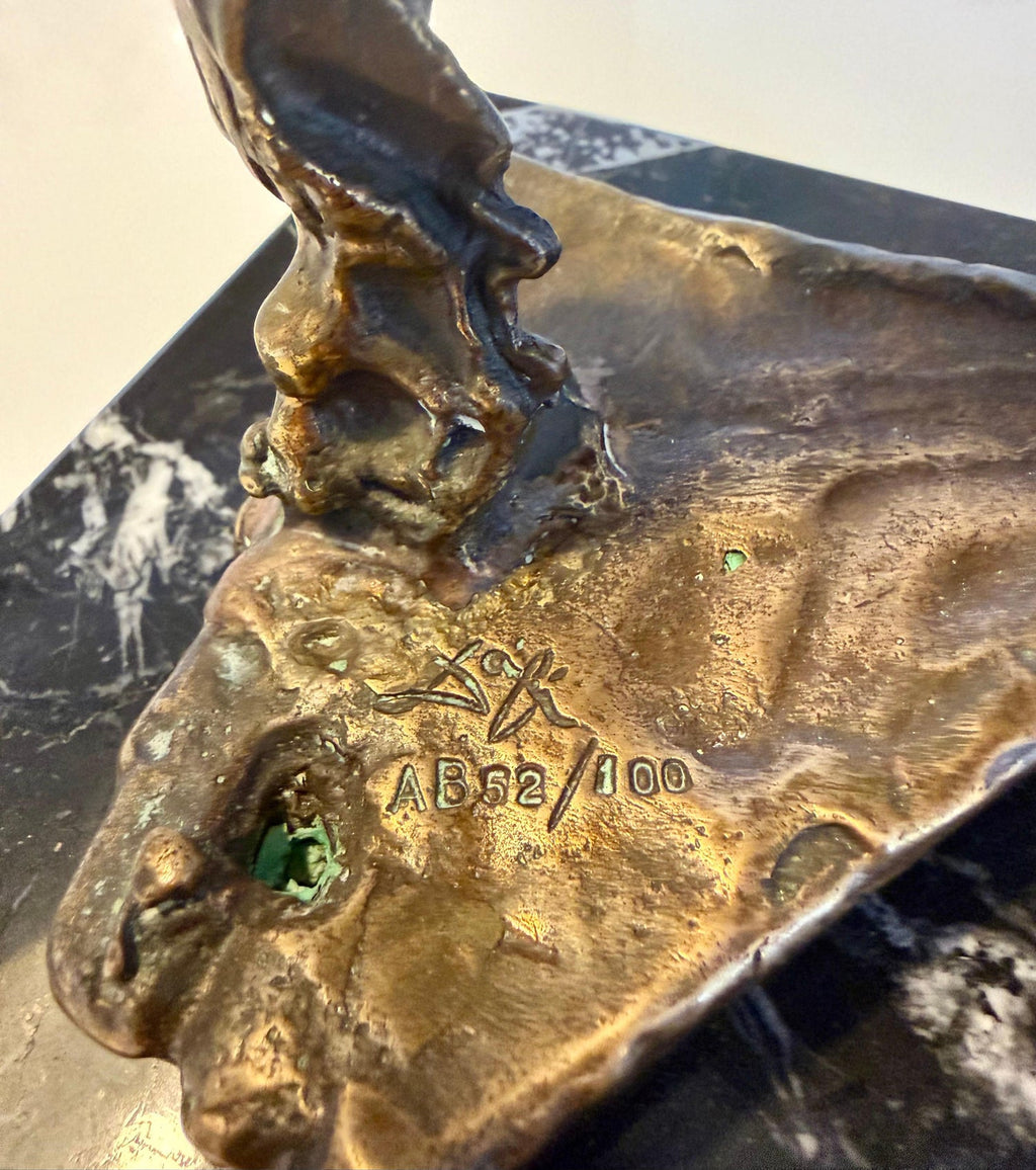 Large Original Surrealist Bronze Marble Sculpture Alma Del Quijote Salvador Dali