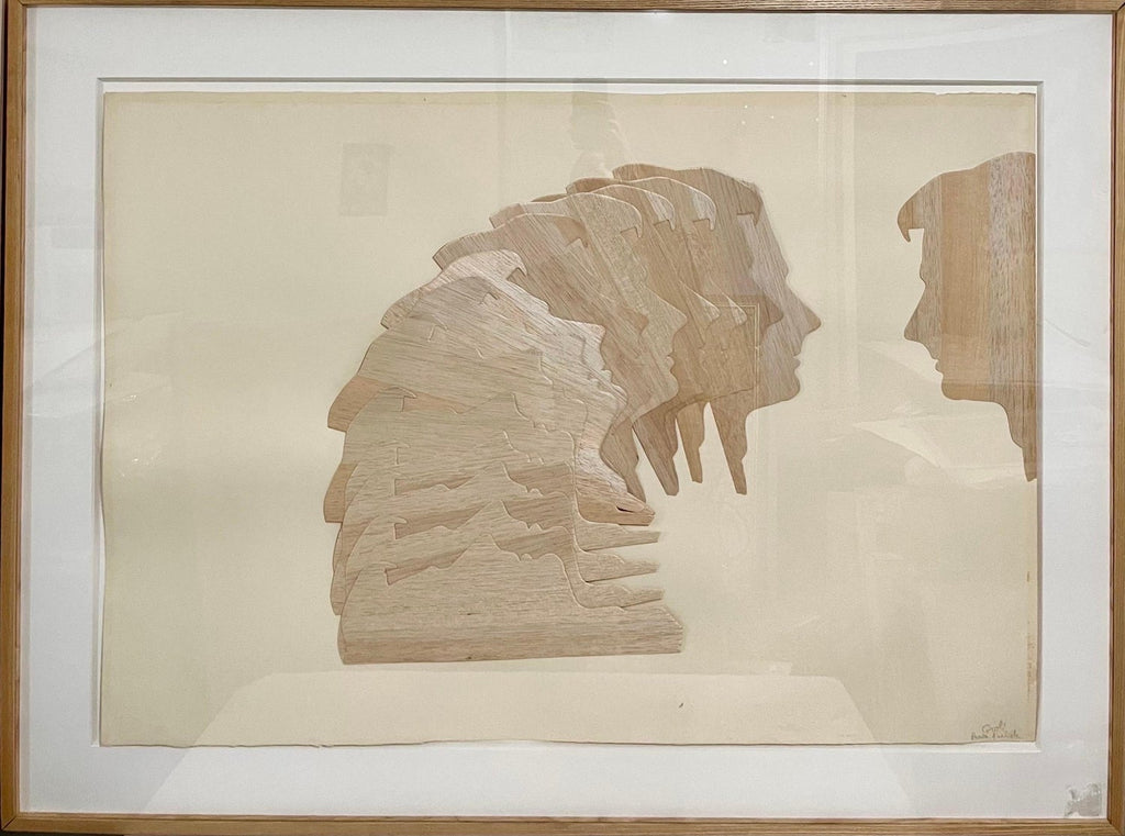 1970's Large Italian Pop Art Mario Ceroli Arte Povera Sculpture Collage in Wood